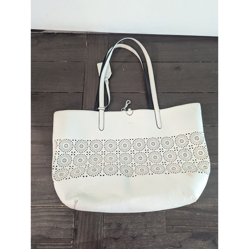 Ralph Lauren‎ RLL Littlebury Cut Out Tote Bag Ivory Casual Shopping READ